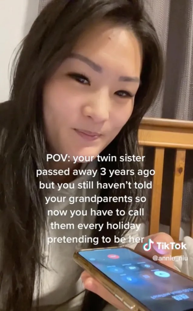 Annie Niu, a popular TikToker, smiles for the camera as she discusses a touching Christmas story about her late twin sister